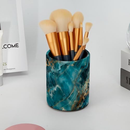 Pen Holder for Desk, Teal Turquoise Marble Pencil Holder Desk Organizer, Large Capacity Pen Cup Makeup Brush Holders Desktop Office Supplies Storage Organizer