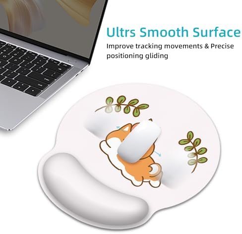 Cute Pink Corgi Ergonomic Mouse Pad with Wrist Rest for Desk Work Office