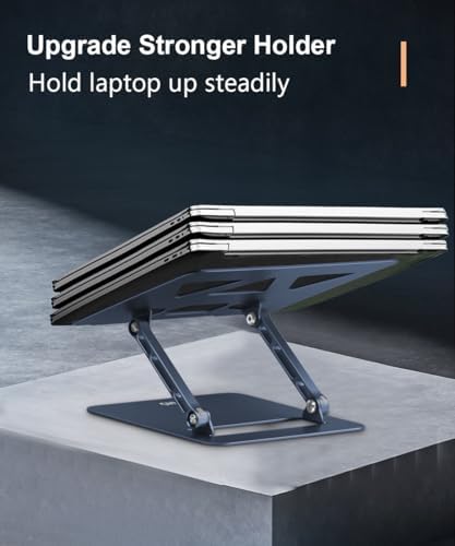 Aoviho Adjustable Laptop Stand for Desk,Portable Laptop Stand Holder and Riser,Foldable Aluminum Notebook Computer Stands for MacBook Air Pro HP Lenovo Dell Samsung Chromebook, 10-15.6 inch,Navy Blue