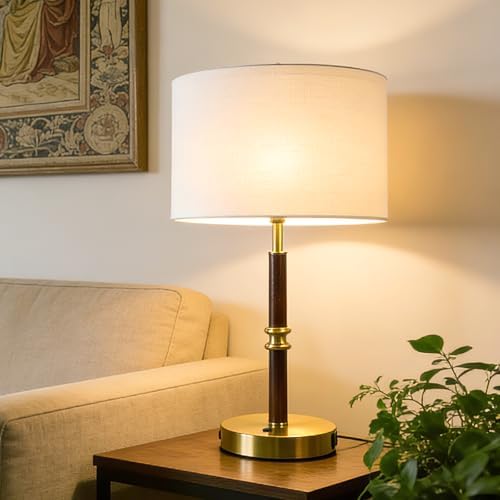 Table Lamp for Bedroom with USB & AC Outlet, Bulb Not Included