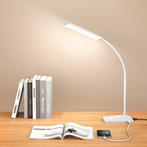 Vansuny Eye-Caring LED Desk Lamp, Reading Light with USB Charging Port