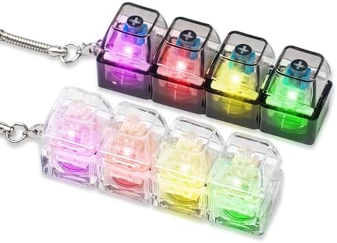 2 Pcs LED Keyboard Fidget Toy, Clicky & Creamy Fidget Clicker Keychain