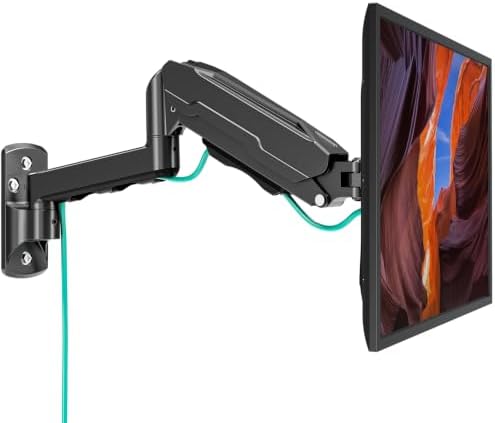 MOUNT PRO Single Monitor Wall Mount for 13 to 32 Inch Computer Screens, Height Adjustable Wall Mount Monitor Arm Holds Up to 19.8lbs, Full Motion Wall Bracket, VESA Mount 75x75, 100x100, Black