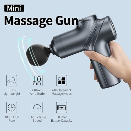 LEERCON Massage Gun Deep Tissue Mini Muscle Massager for Pain Relief, Blue