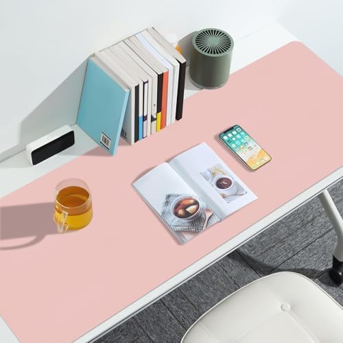 Leather Desk Pad Mat, Large Pink Desk Mat, 47.2" x 16.9"