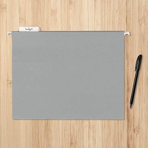 Amazon Basics Hanging File Folders with Adjustable Tabs for Document Organization, Letter Size, Gray, 25-Pack