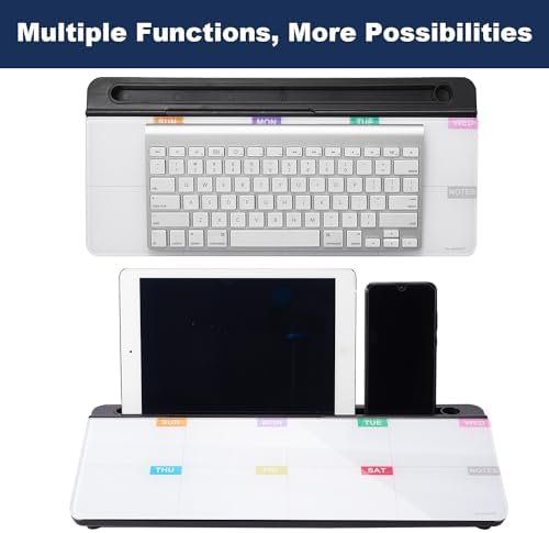 TSJ OFFICE Whiteboard Weekly Dry-Erase-Board - Desktop White Board Calendar Desk Organizers with Accessories Computer Keyboard Stand with Drawer, for Office, Home, School Supplies - Black Calendar