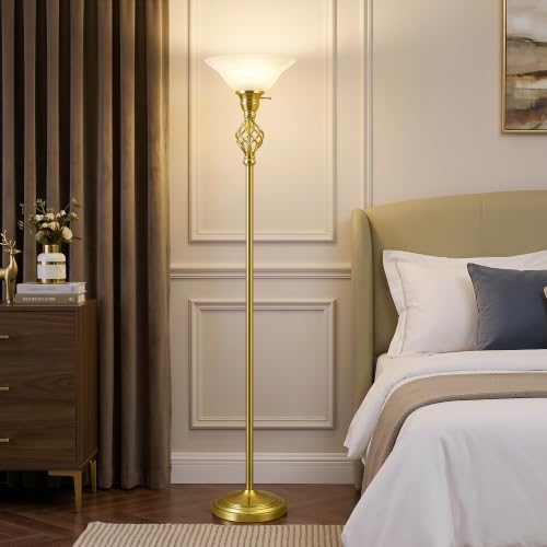 GyroVu Torchiere Floor Lamp for Living Room, LED Standing Reading Light