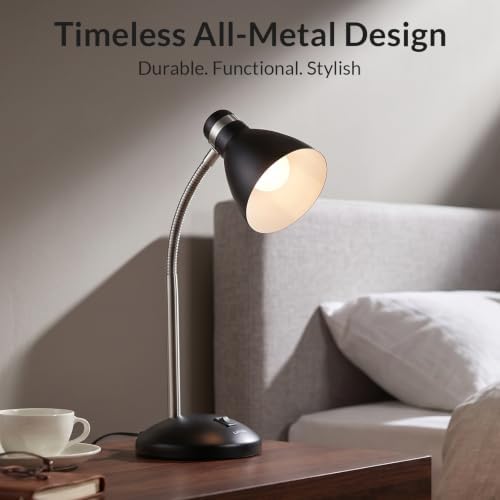 LEPOWER Metal Desk Lamp, Adjustable GooseNeck Reading Light for Bedroom