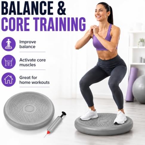 Hanstuten Wobble Seat Cushion Balance Disc - Rubber Wiggle Seat for Active Sitting, Office Desk Chair, and Core Strength Training