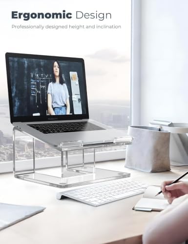 FUCDTEFC Acrylic Laptop Stand for Desk, Laptop Riser for 10-17.3 Inch Laptops, Ergonomic Computer Stand Holder Compatible with Macbooks and Notebooks