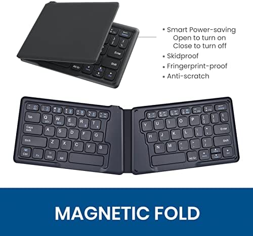 Perixx PERIBOARD-805E, Wireless Foldable Ergonomic Bluetooth Keyboard, Ultra-Thin X Type Keys, Compatible with iOS, Android, or Windows Smartphone, Tablet, or Laptops, US English