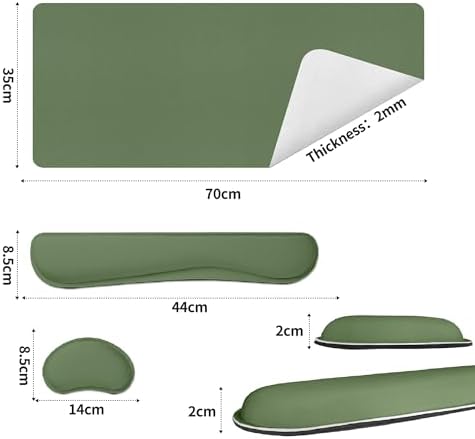 Bloss Leather Mouse Pad with Wrist Rest, Large Mousepad + Keyboard Pad, Non-Slip Desk Mat for Office, Home(27.6" x 13.8", Olive Green)