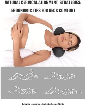 Bespilow Cervical Neck Pillow for Pain Relief, Dual-Layer Memory Foam Orthopedic Contour Pillow for Office,Travel, Ergonomic Neck Support for Back Sleepers,Cooling Breathable Case (US Design Patented)