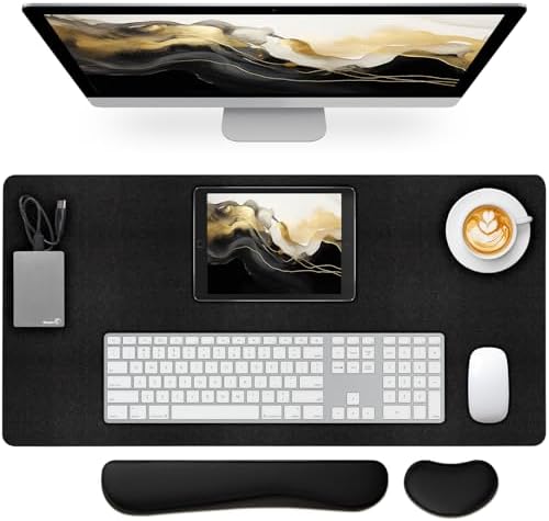 Desk Mat Set,3-in-1 Mouse Pad with Wrist Rest and Keyboard Pad
