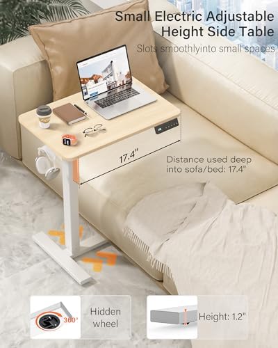 FiCiHi 28 Inch Small Electric Standing Desk, Adjustable Mobile Laptop Desk