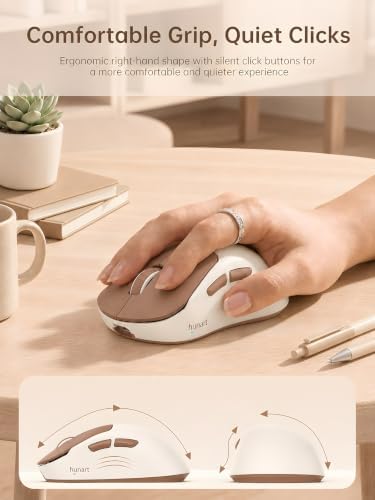 hunart H6 49g Wireless Mouse, Bluetooth & 2.4GHz, Rechargeable,Mocha Brown