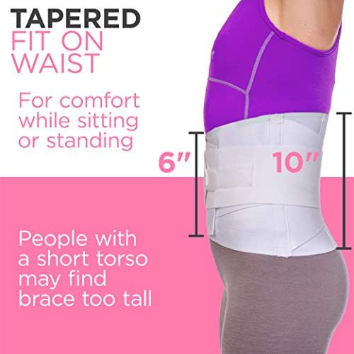 BraceAbility Women's Back Brace for Female Lower Back Pain - Lightweight Soft White Elastic Lumbar Compression Support Belt is Discreet Under Clothes for Ladies, Nurses, Walking (Small)