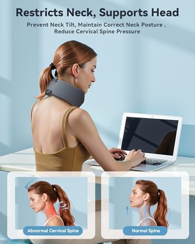 Memory Foam Neck Brace For Sleeping, For Neck Support Soft Cervical CollarGray Small Size Fits Neck Circumference 11.02-13.78 inch (28-35 cm), Height 3.15-3.54 inch (8-9 cm)