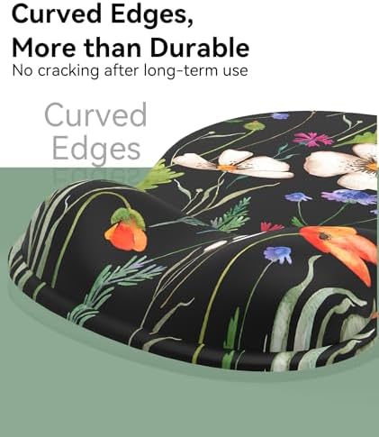 eulps Mouse Pad with Gel Wrist Rest, Ergonomic Comfortable Computer Wrist Support for Laptop, Pain Relief Mousepad with Non-Slip PU Base for Office & Home (Wildflower Night)