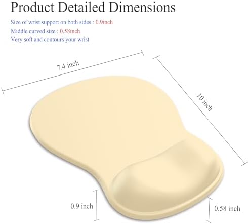 Gel Mouse Pad with Wrist Rest, Ergonomic Concave Wrist Support Mousepad with Non-Slip PU Base & Smooth Surface Comfortable Desk Accessories Mat for Office, Home Gaming and Study (09 Apricot)