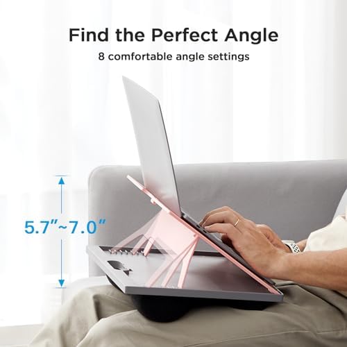 HUANUO Lap Desk with 8 Adjustable Angles – Up to 15.6" Laptop, Pink