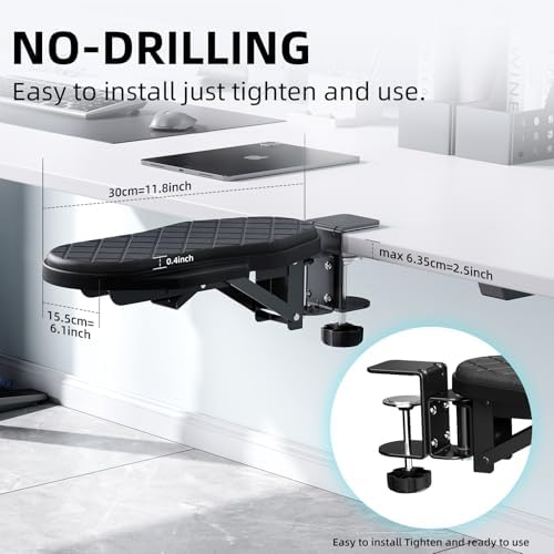 CABTE Ergonomics Desk Extender Tray, Table Mount Arm Wrist Rest Shelf