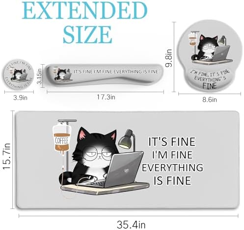 LIMKRIAN Cat Ergonomic Mouse Pad with Wrist Rest Desk Mat Sets Accessories