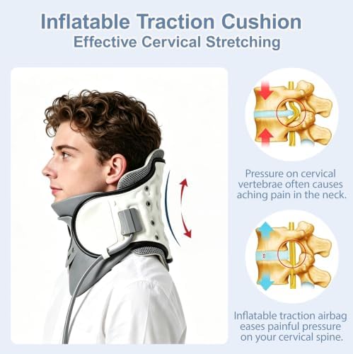 FSA or HSA Neck Traction Device - Adjustable Inflatable Neck Stretcher,Cervical Traction Device -Lightweight Neck Support Brace for Cervical Spine Decompression