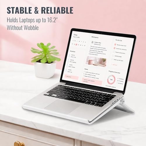 White Laptop Stand for Desk, Adjustable Foldable Laptop Riser