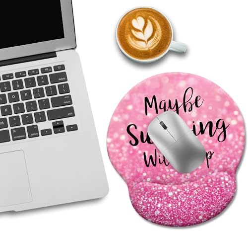 LIMKRIAN Pink Ergonomic Mouse Pad with Wrist Rest, Cute Mousepad for Women