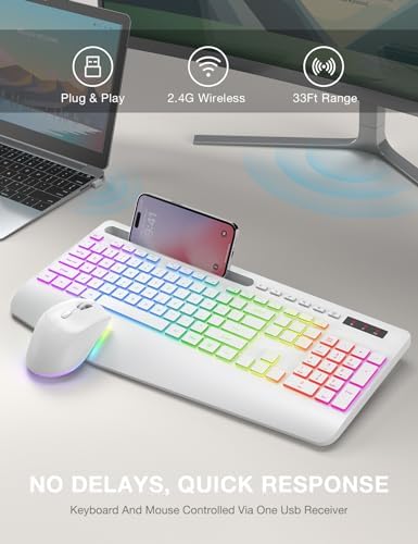 SABLUTE Wireless Keyboard and Mouse Combo - 9 Backlit Effects, RGB, 2.4Ghz