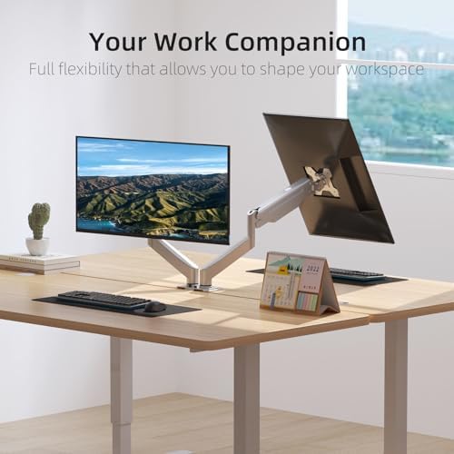 Suptek Dual Monitor Mount Stand-Height Adjustable Gas Spring Monitor Arm Desk Mount for 2 Computer Screens 17 to 32 inches - Each Arm Holds up to 22lbs,Silver(MD8SPS)