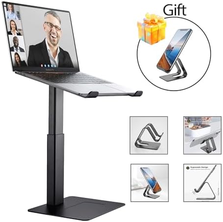 Laptop Stand for Desk, Ergonomic Sitting and Standing Laptop Riser for Notebook MacBook 11-17 Inches，DJ Laptop Stand Adjustable Height from 7-15 Inches Aluminum(Black)