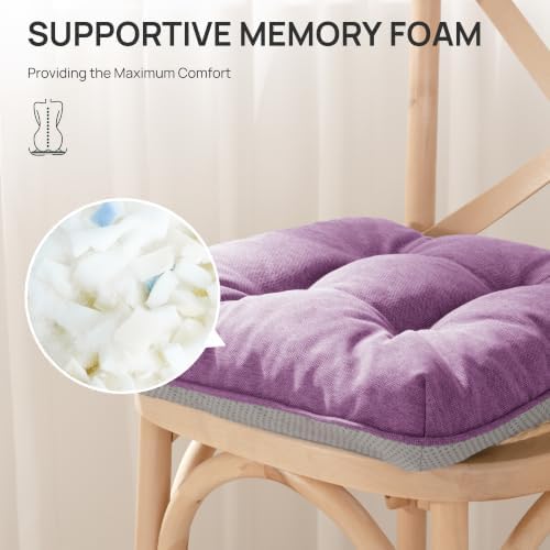 Love's cabin Memory Foam Chair Cushions Set of 4, 19 Inch, Light Purple