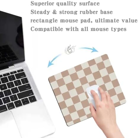 Brown Checkered Mouse Pad with Non-Slip Rubber Base, Modern Aesthetic Mouse Pads for Desk Decorative Gaming Mousepad Desk Accessory for Office