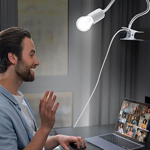 Clip Lamp Holder Adjustable Light Bulb Stand Clamp Lights Flexible Clamp Lamp E26/E27 Neck Clip Lighting Fixture Desk Lamp Holder with On/Off Switch Study Reading Lamp (No Bulb)