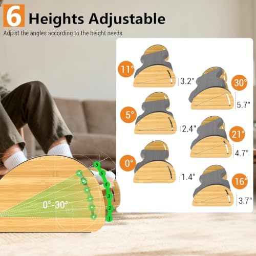 Bamboo Foot Rest for Under Desk at Work 3-in-1 Desk Footrest with Cushion