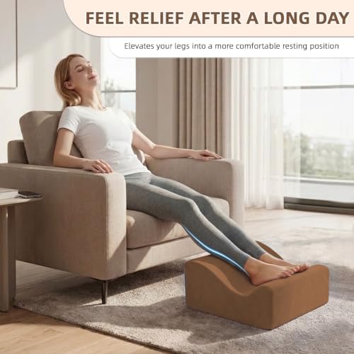 Work Foot Rest Under Desk,Ergonomic Footrest&Washable Cover Brown