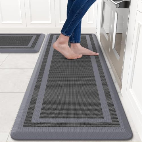 2PCS Kitchen Rugs Cushioned Anti-Fatigue Kitchen Mats Comfort Standing Mat
