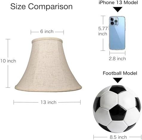 Linen Bell Lampshade, 6" x 13" x 10", Replacement Lamp shade, Pack 1