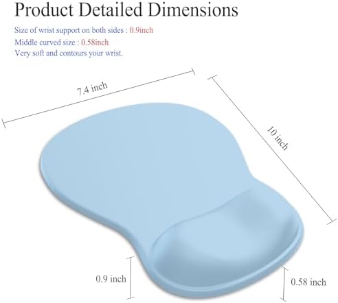 Gel Mouse Pad with Wrist Rest, Ergonomic Concave Wrist Support Mousepad with Non-Slip PU Base & Smooth Surface Comfortable Desk Accessories Mat for Office, Home Gaming and Study (05 Light Blue)
