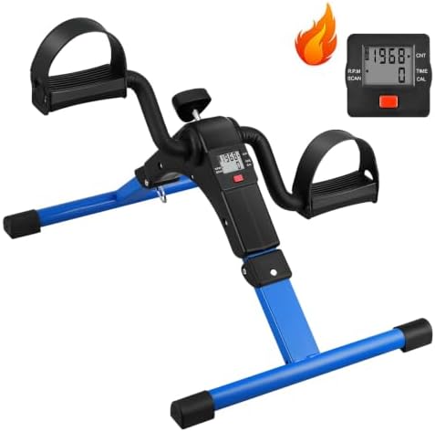 Folding Pedal Exerciser - Mini Exercise Bike Under Desk Bike Pedal Exerciser with LCD Display for Arms and Legs Workout, Portable Desk Bike Peddler Machine for Adults & Seniors