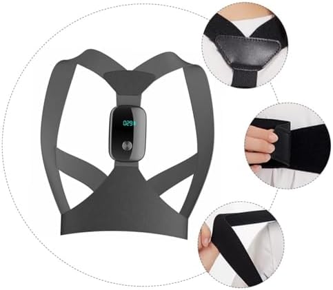 Smart Posture Corrector Back Brace Electronic Posture Reminder, Adjustable Upper Back Shoulder Support Belt for Adult and Hunchback Correction, Black