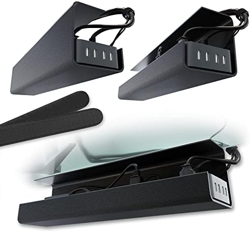 Scanfield Under Desk Cable Management Tray, No-Screw, 17-Inch, 2-Pack Black