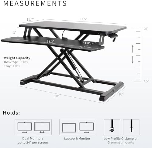 VIVO Black 32 in Standing Desk Converter, DESK-V000K