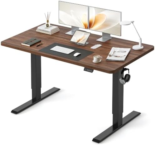 CubiCubi 48x30 Large Electric Standing Desk, 30" Deep Desktop, Black Walnut