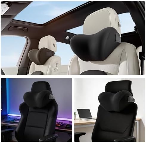 BEBAS Ergonomic Car Headrest Pillow, Memory Foam Neck Support, Black