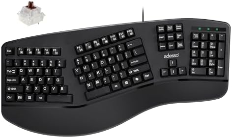 Adesso EasyTouch 150 Wired Mechanical Keyboard, Integrated Palm Rest