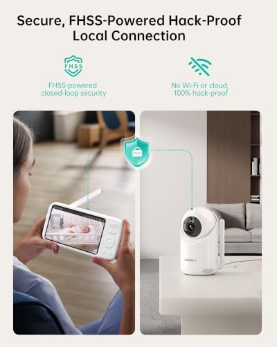 Jartoo 5.5'' Video Baby Monitor with 2K 2 Cameras and Audio, 1860ft Long Range, AI-Powered Detection, No WiFi Baby Camera, Clear Night Vision, 2-Way Audio, White Noise, ANC